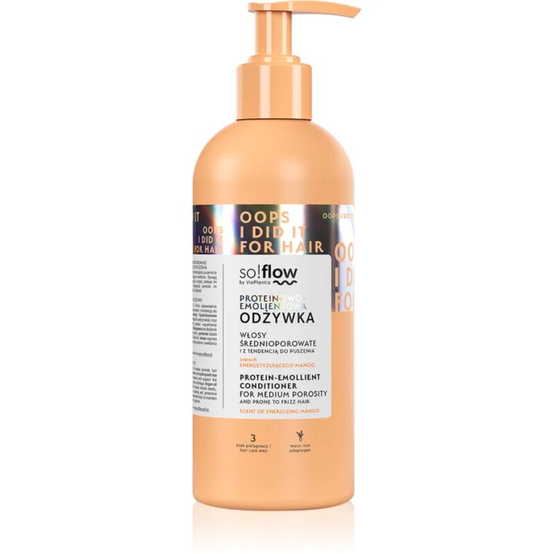 so!flow Medium Porosity Hair Protein-Emollient Conditioner hydratační a uhlazující kondicionér proti krepatění 400 ml