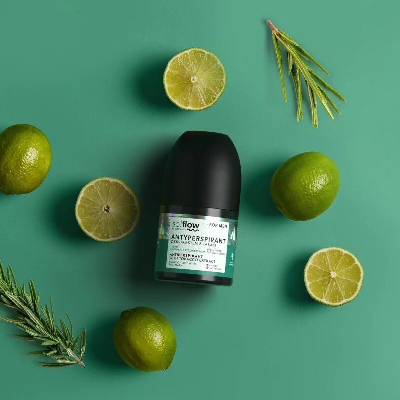 so!flow Men Antiperspirant antiperspirant roll-on pro muže Tobacco extract scent of Lime with Rosemary 50 ml
