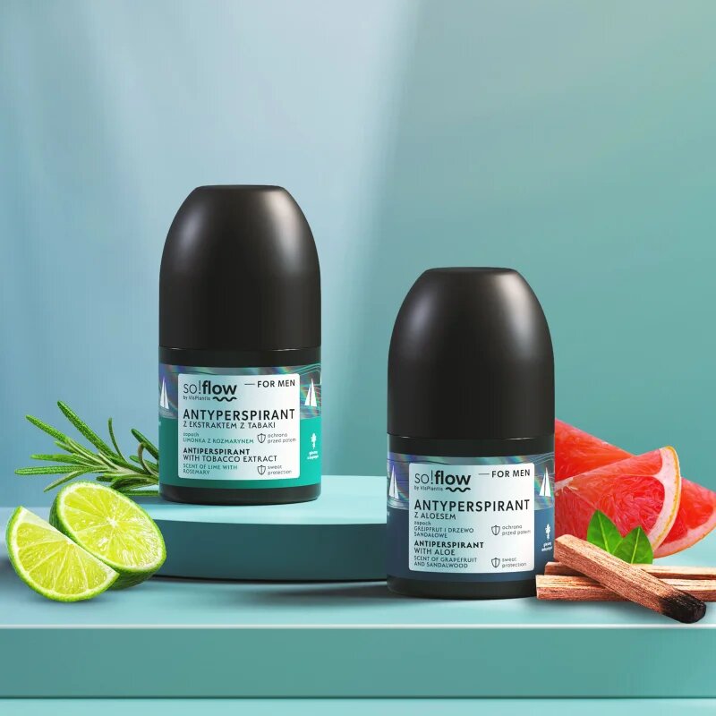so!flow Men Antiperspirant antiperspirant roll-on pro muže Tobacco extract scent of Lime with Rosemary 50 ml