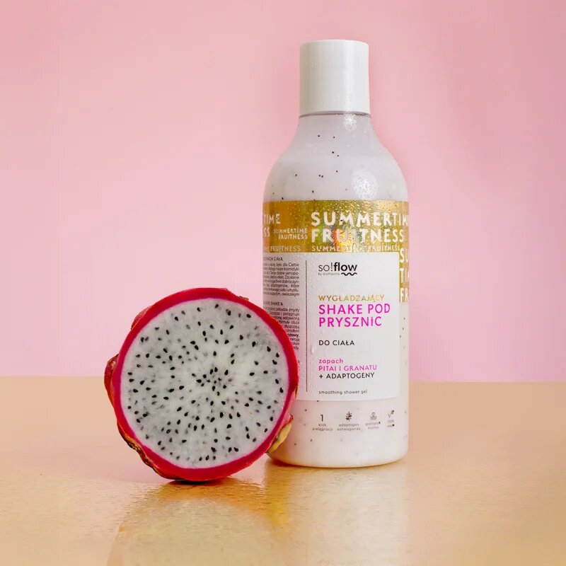 so!flow Smoothing Shower Shake sprchový gel pro všechny typy pokožky Pithaja & Pomegranate 400 ml