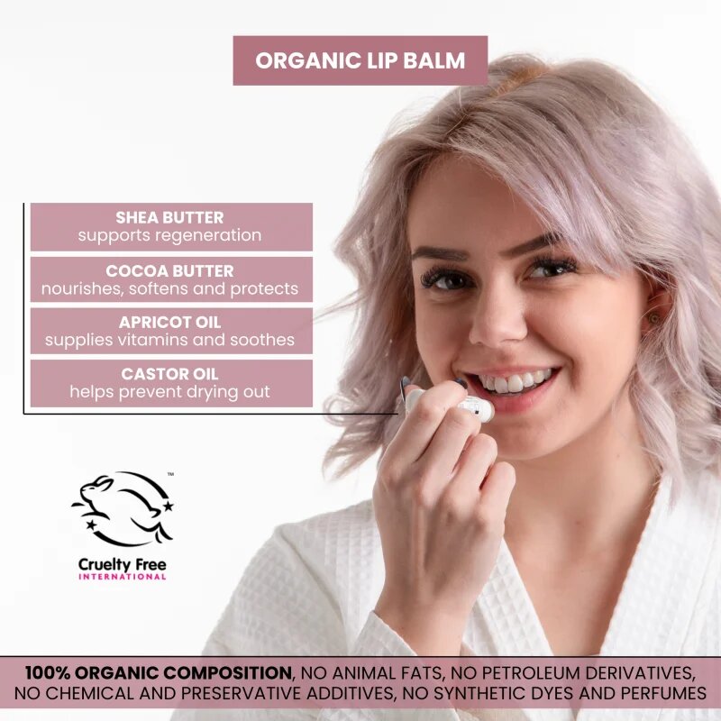 Soaphoria Lip Care Romantic Rose růžový organický balzám na rty 5 g