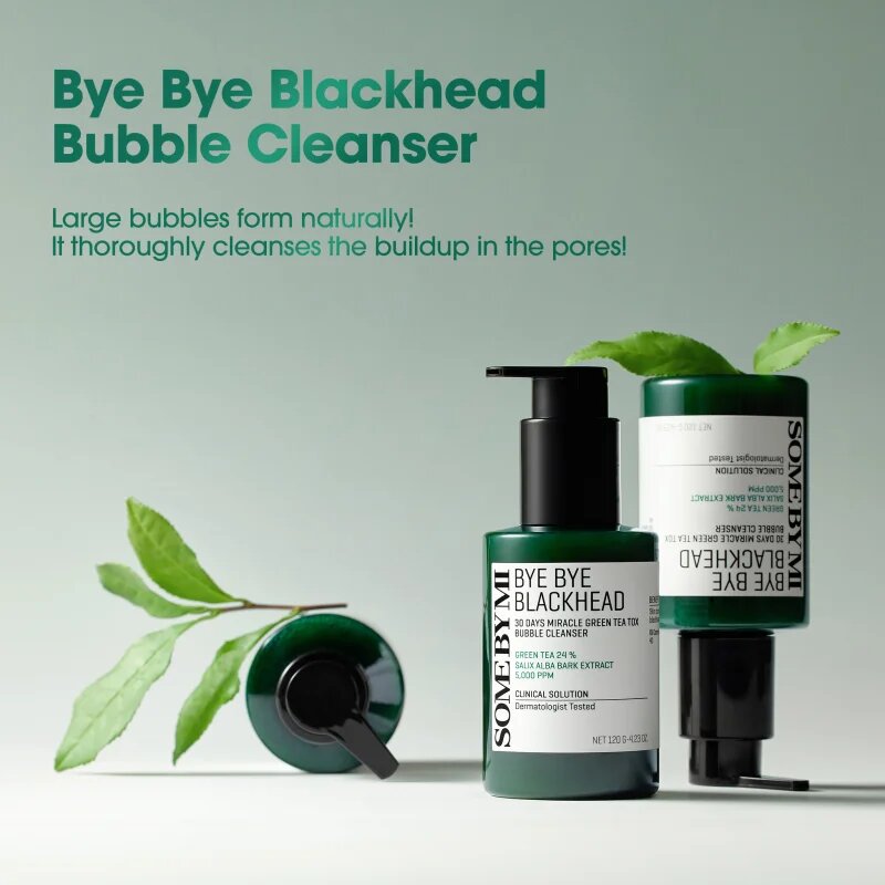Some By Mi Bye Bye Blackhead 30 Days Miracle Green Tea Tox Bubble Cleanser aktivní čisticí pěna proti černým tečkám 120 g