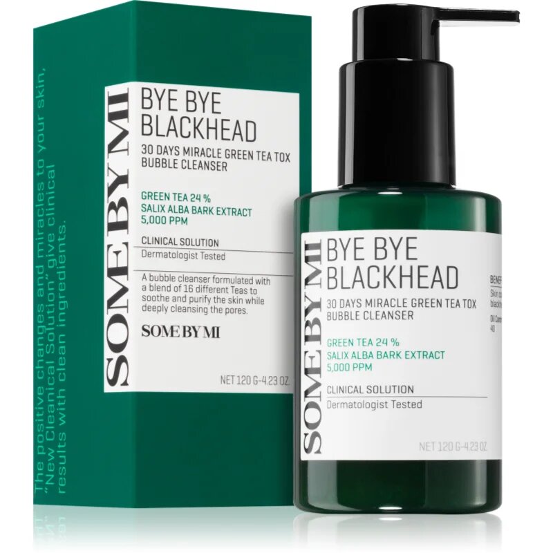 Some By Mi Bye Bye Blackhead 30 Days Miracle Green Tea Tox Bubble Cleanser aktivní čisticí pěna proti černým tečkám 120 g