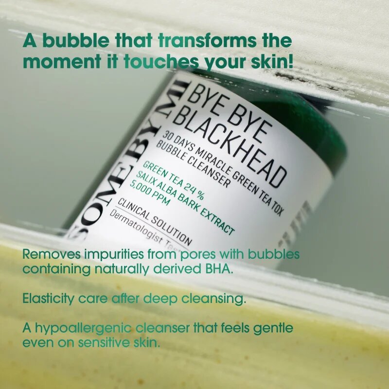 Some By Mi Bye Bye Blackhead 30 Days Miracle Green Tea Tox Bubble Cleanser aktivní čisticí pěna proti černým tečkám 120 g