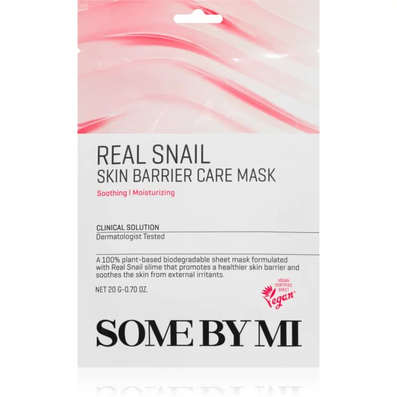 Some By Mi Clinical Solution Snail Skin Barrier Care Mask posilující plátýnková maska pro regeneraci a obnovu pleti 20 g
