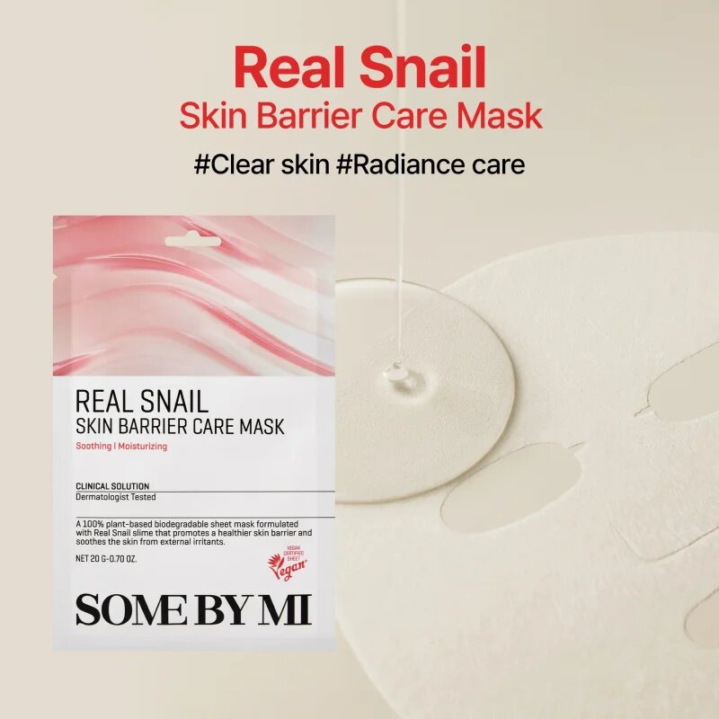Some By Mi Clinical Solution Snail Skin Barrier Care Mask posilující plátýnková maska pro regeneraci a obnovu pleti 20 g