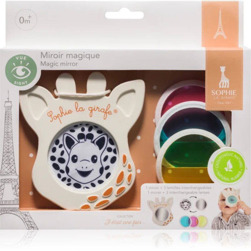 Sophie La Girafe Vulli Magic Mirror zrcátko pro děti od narození Blue Pink Yellow 3 ks