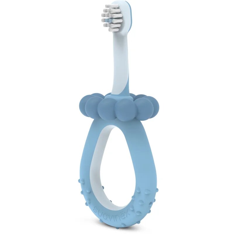 Suavinex Baby Training Toothbrush zubní kartáček pro děti 0-2 y Blue 1 ks