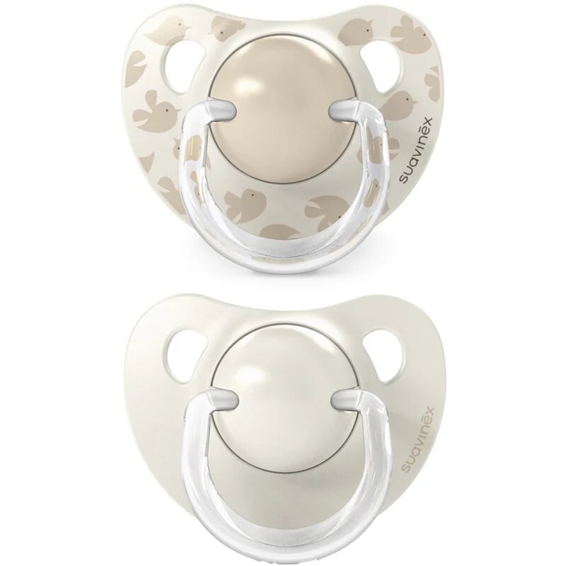 Suavinex Birdies Anatomical Silicone 6-18m dudlík Cream 2 ks