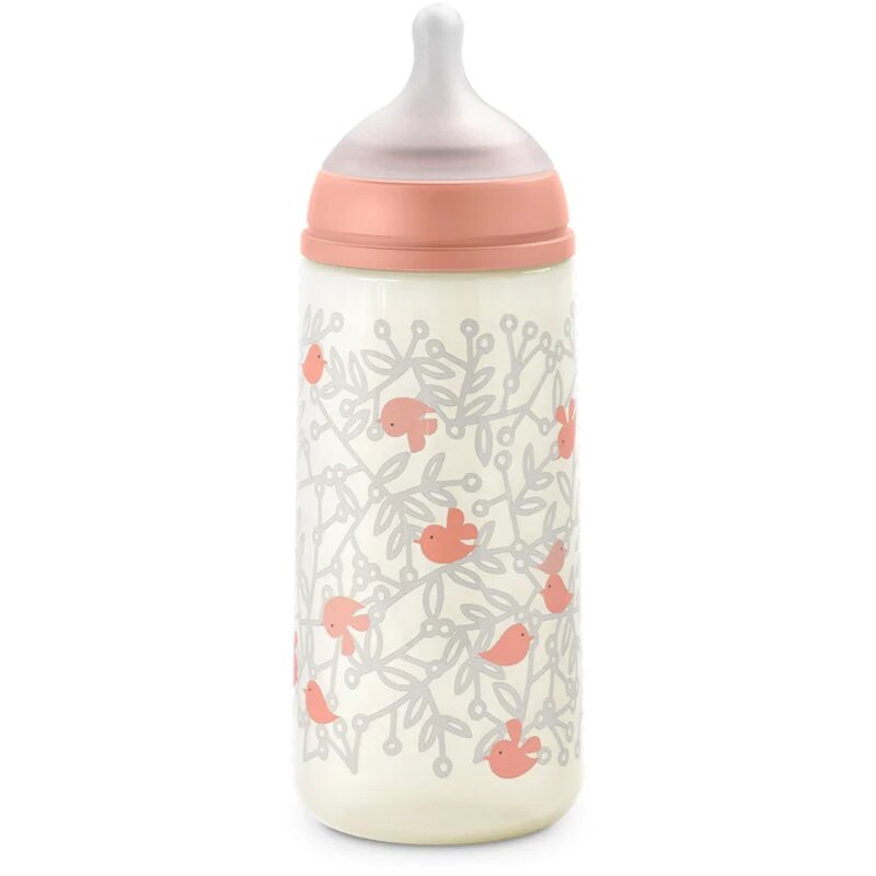 Suavinex Birdies Anticolic Baby Bottle kojenecká láhev Pink 360 ml