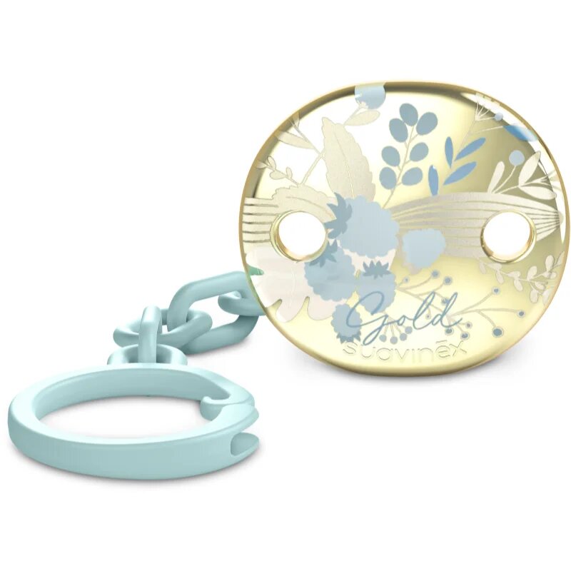 Suavinex Gold Premium Pacifier Clip klip na dudlík Blue 1 ks