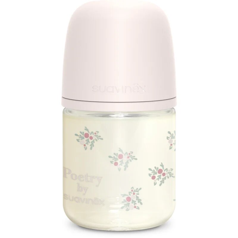 Suavinex Poetry SX Pro Physiological S skleněná kojenecká láhev 0 m+ Slow Flow - Pink 1 ks