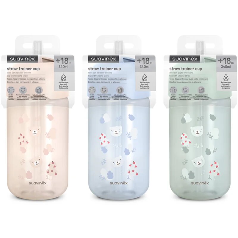Suavinex Wild & Free Bottle láhev s brčkem Green 18m+ 340 ml