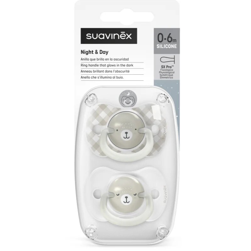 Suavinex Wild & Free Night & Day dudlík Grey 2 ks