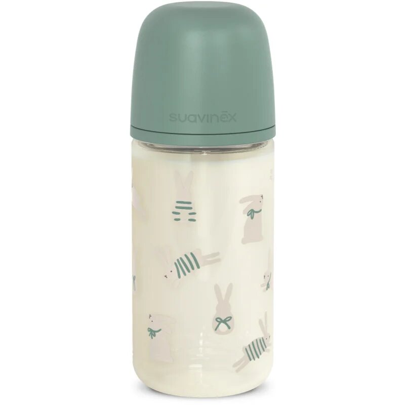 Suavinex Wonderland SX PRO +3 MF dětská láhev Green Rabbit 240 ml