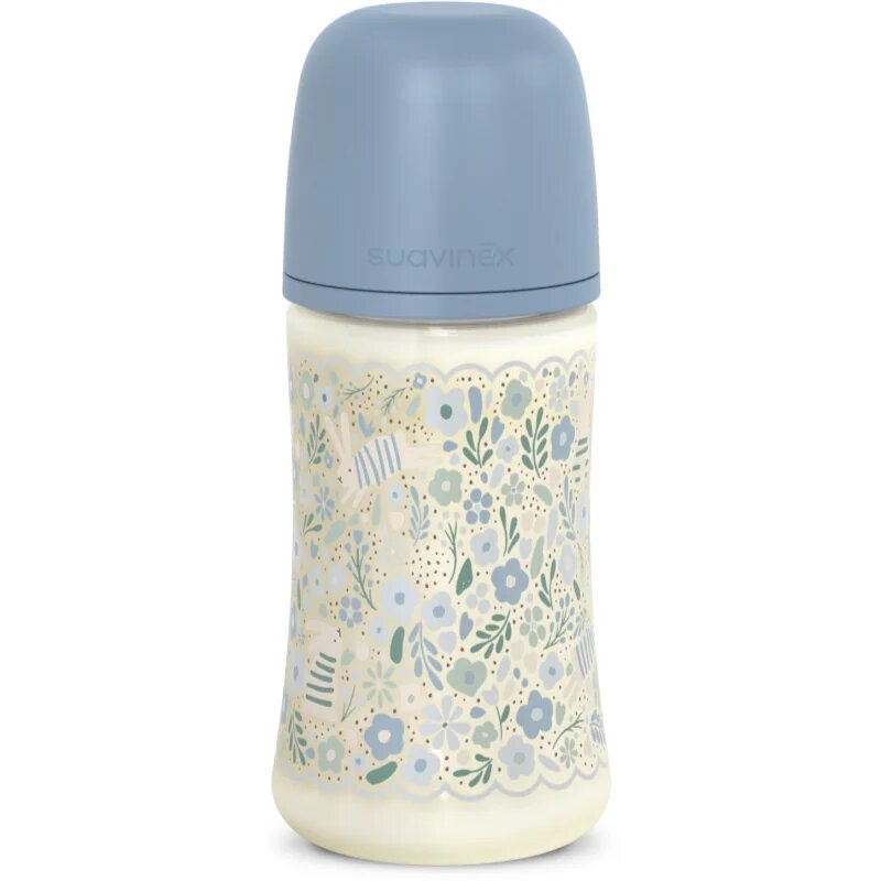 Suavinex Wonderland SX Pro Physiological Anti-Colic kojenecká láhev M Medium Flow 3 m+ Blue Flower 270 ml