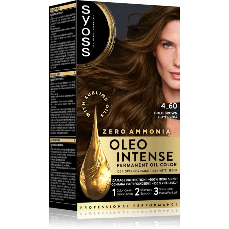 Syoss Oleo Intense permanentní barva na vlasy s olejem odstín 4-60 Zlatohnědý 1 ks