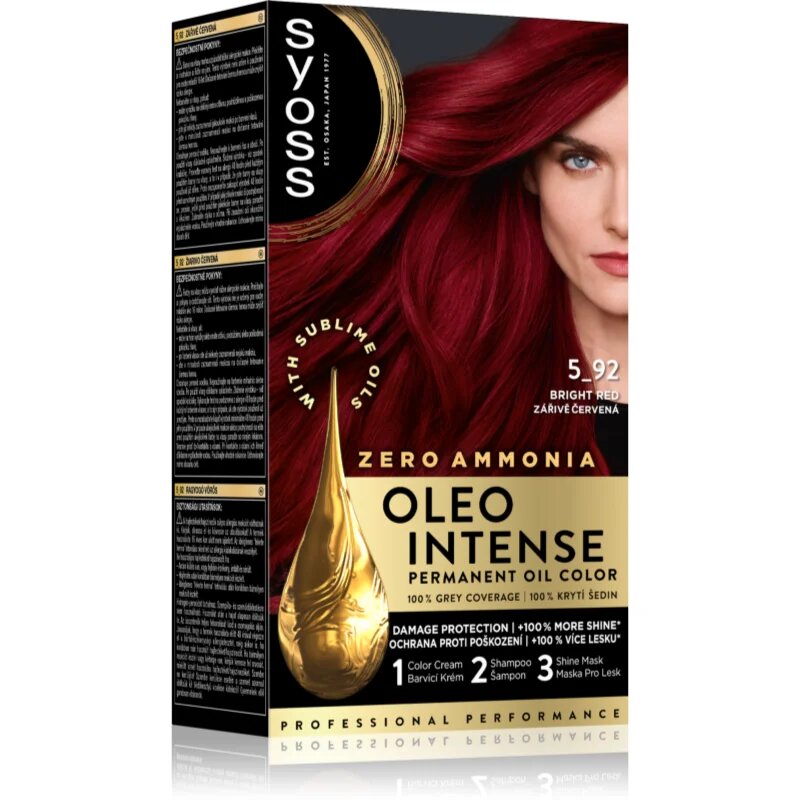 Syoss Oleo Intense permanentní barva na vlasy s olejem odstín 5-92 Zářivě červený 1 ks