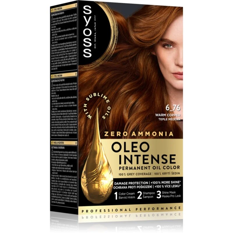 Syoss Oleo Intense permanentní barva na vlasy s olejem odstín 6-76 Teplý měděný 1 ks