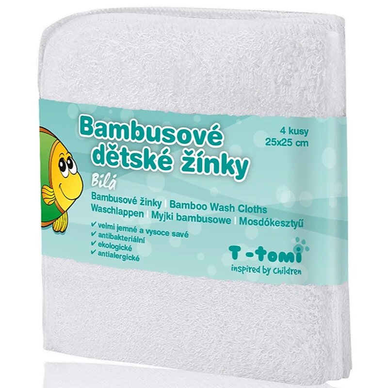 T-Tomi Bamboo Washcloth White mycí žínka 25x25 cm 4 ks