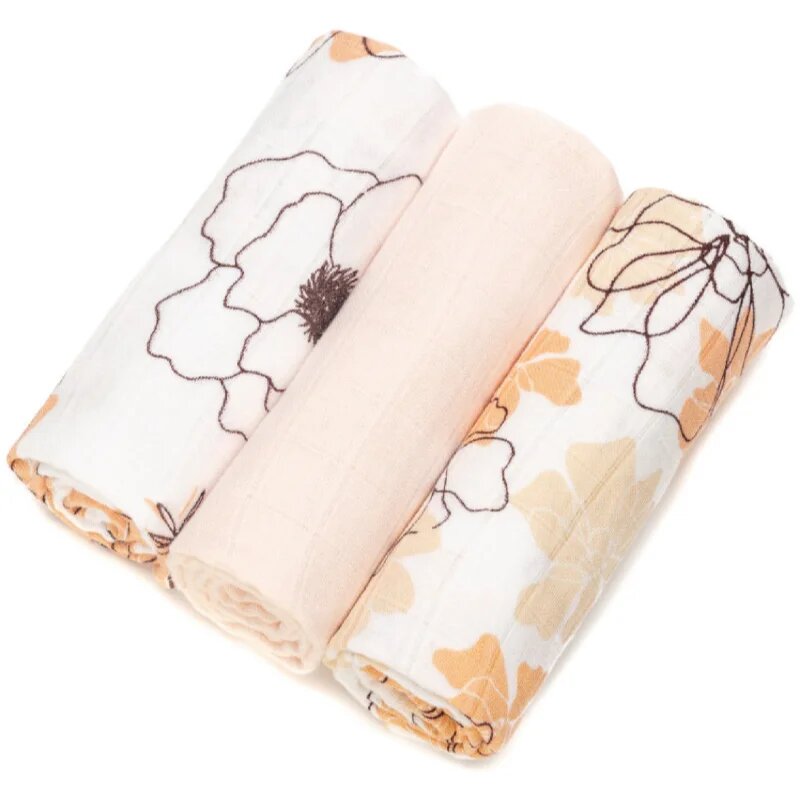 T-Tomi BIO Bamboo Diapers látkové pleny Flowers 70x70 cm 3 ks