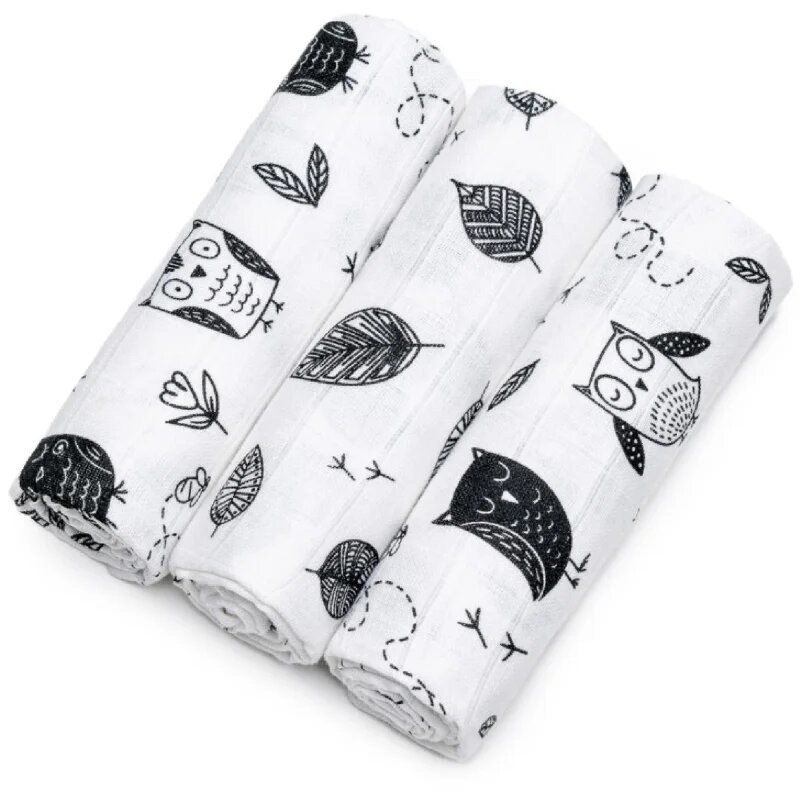 T-Tomi TETRA Cloth Diapers HIGH QUALITY látkové pleny Owls 70x70 cm 3 ks