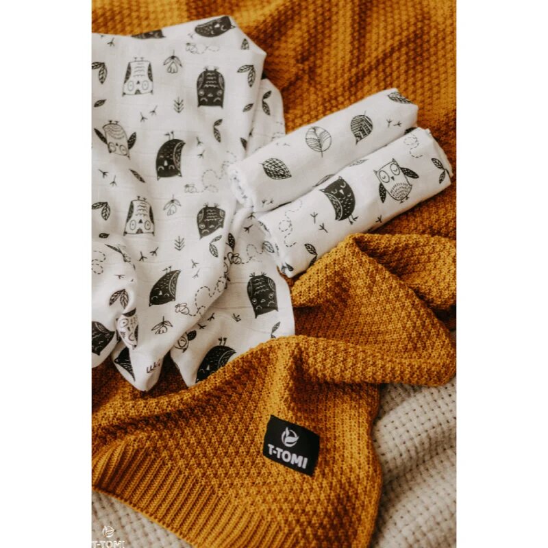T-Tomi TETRA Cloth Diapers HIGH QUALITY látkové pleny Owls 70x70 cm 3 ks
