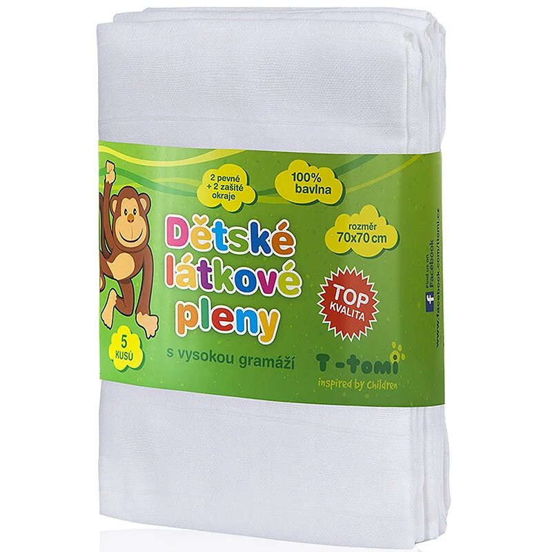 T-Tomi TETRA White látkové pleny High Quality 70x70 cm 5 ks