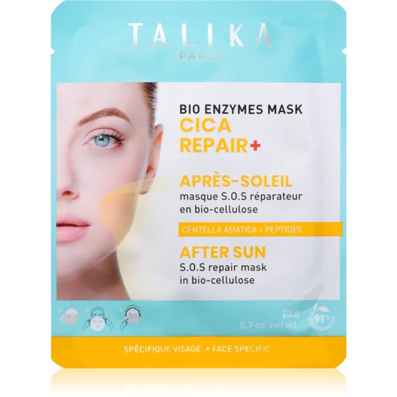 Talika Bio Enzymes Cica Repair After Sun zklidňující plátýnková maska po opalování 20 g
