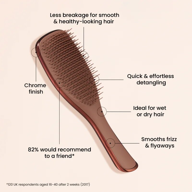 Tangle Teezer Ultimate Detangler Chrome plochý kartáč na rovné a kudrnaté vlasy Chocolate Bronze 1 ks