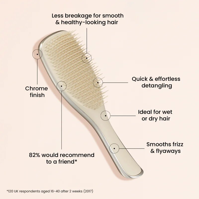 Tangle Teezer Ultimate Detangler Chrome plochý kartáč na rovné a kudrnaté vlasy Neo Gold 1 ks