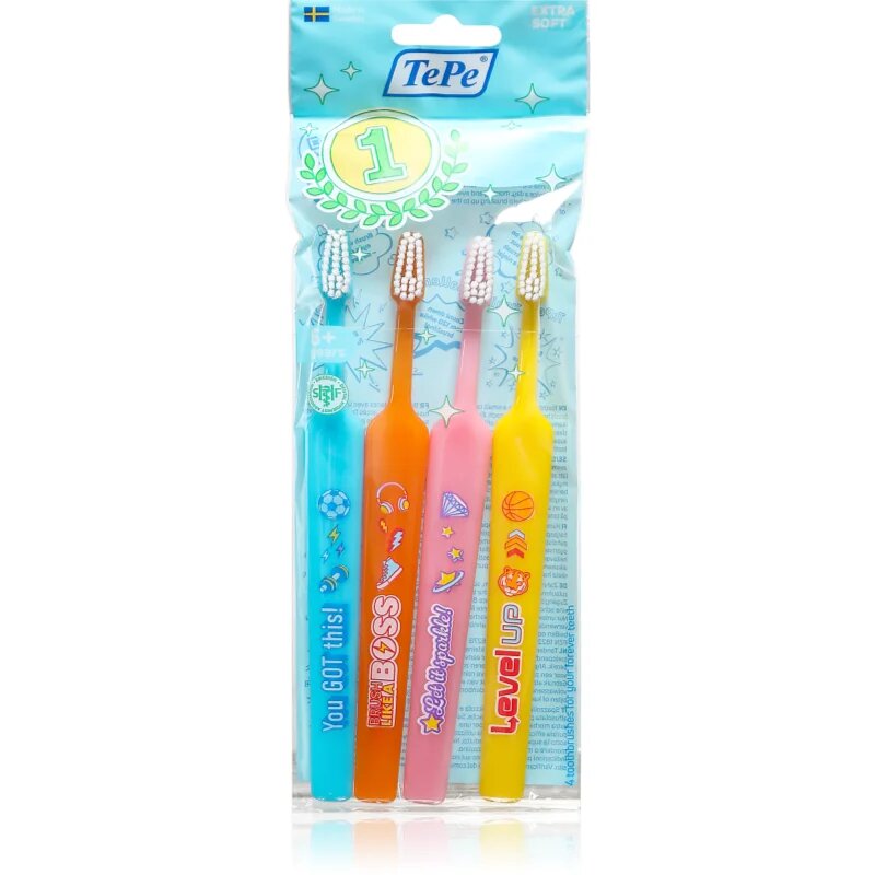 TePe Kids Extra Soft zubní kartáčky extra soft pro děti 4 ks