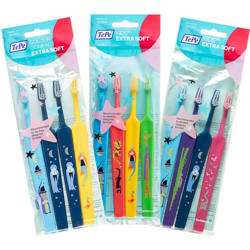 TePe Kids Extra Soft zubní kartáčky extra soft pro děti 4 ks