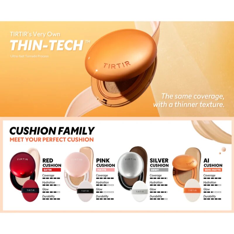 TIRTIR Mask Fit AI Filter Cushion dlouhotrvající make-up v houbičce s matným efektem odstín 15C Fair Porcelain 18 g