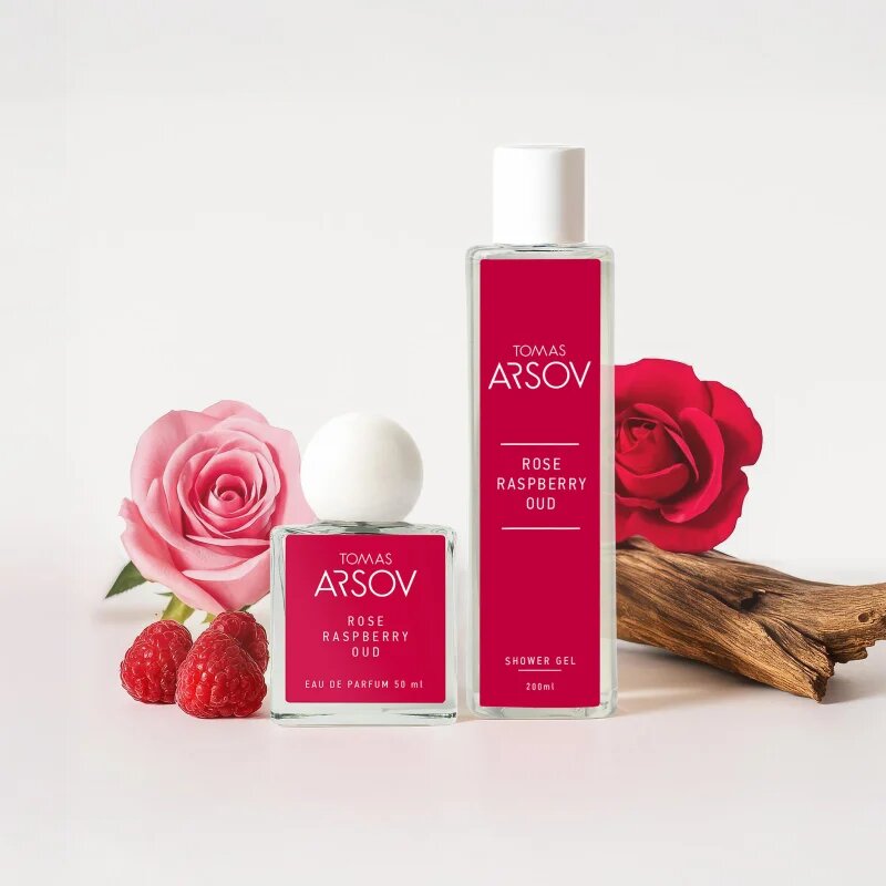 Tomas Arsov Rose Raspberry Oud parfémovaný sprchový gel s malinami 200 ml
