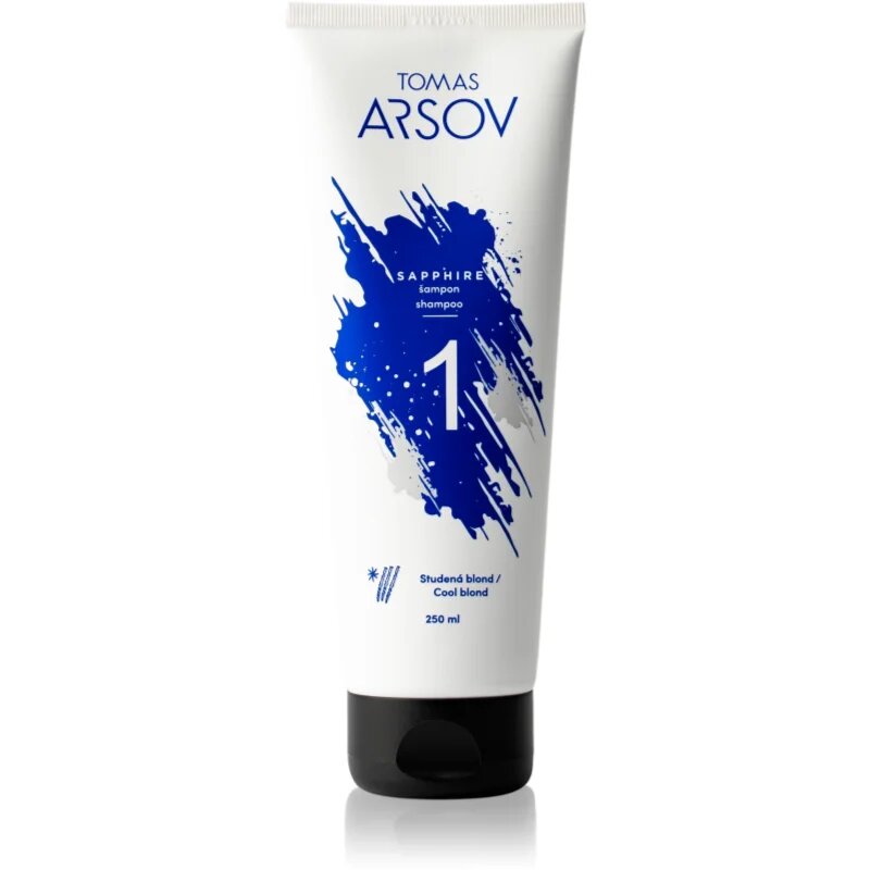Tomas Arsov Sapphire Blonde Shampoo šampon neutralizující žluté tóny pro zesvětlené melírované studené blond vlasy 250 ml