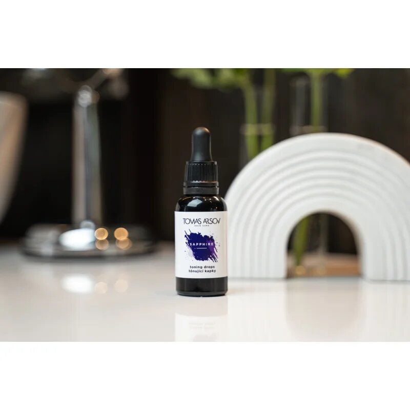Tomas Arsov Sapphire Toning Drops vlasová péče pro zesvětlené melírované studené blond vlasy 30 ml