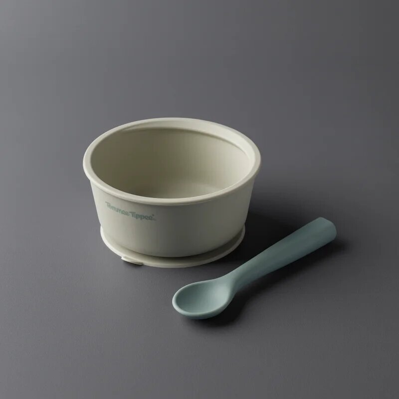 Tommee Tippee EasiStick™ Silicone Bowl & Spoon silikonová miska s přísavkou 4m+ Green 1 ks