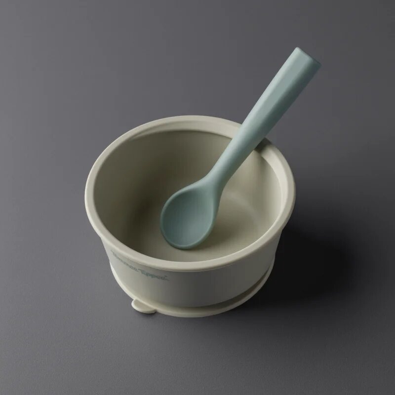 Tommee Tippee EasiStick™ Silicone Bowl & Spoon silikonová miska s přísavkou 4m+ Green 1 ks