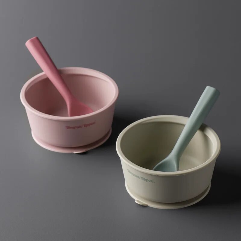 Tommee Tippee EasiStick™ Silicone Bowl & Spoon silikonová miska s přísavkou 4m+ Pink 1 ks