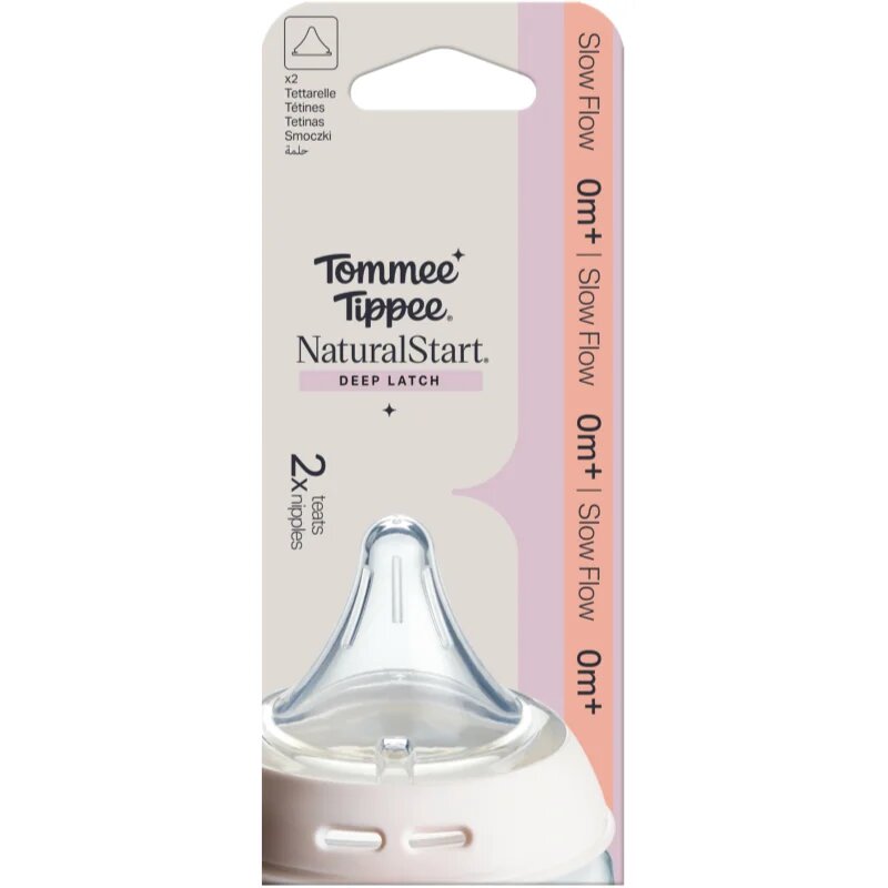 Tommee Tippee Natural Start Deep Latch Teats trojúhelníková savička na lahev pomalý průtok 2 ks