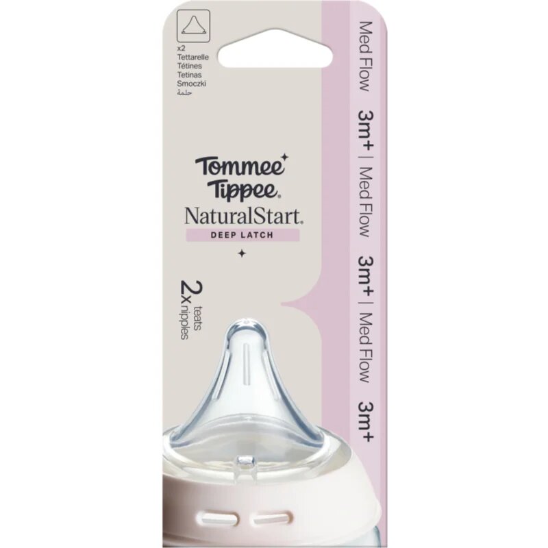 Tommee Tippee Natural Start Deep Latch Teats trojúhelníková savička na lahev střední průtok 2 ks