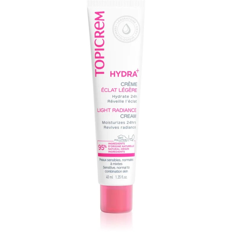 Topicrem Hydra+ Light Radiance Cream lehký hydratační denní krém pro normální až smíšenou citlivou pleť 40 ml