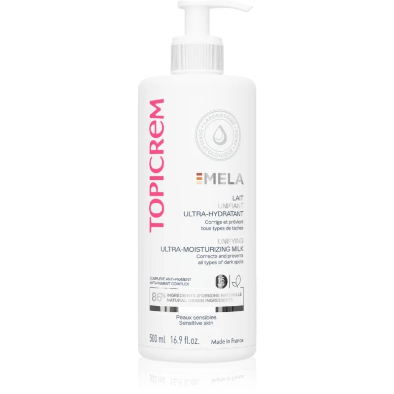 Topicrem MELA Unifying Ultra-Moisturizing Milk SPF15 hydratační mléko proti pigmentovým skvrnám SPF 15 500 ml