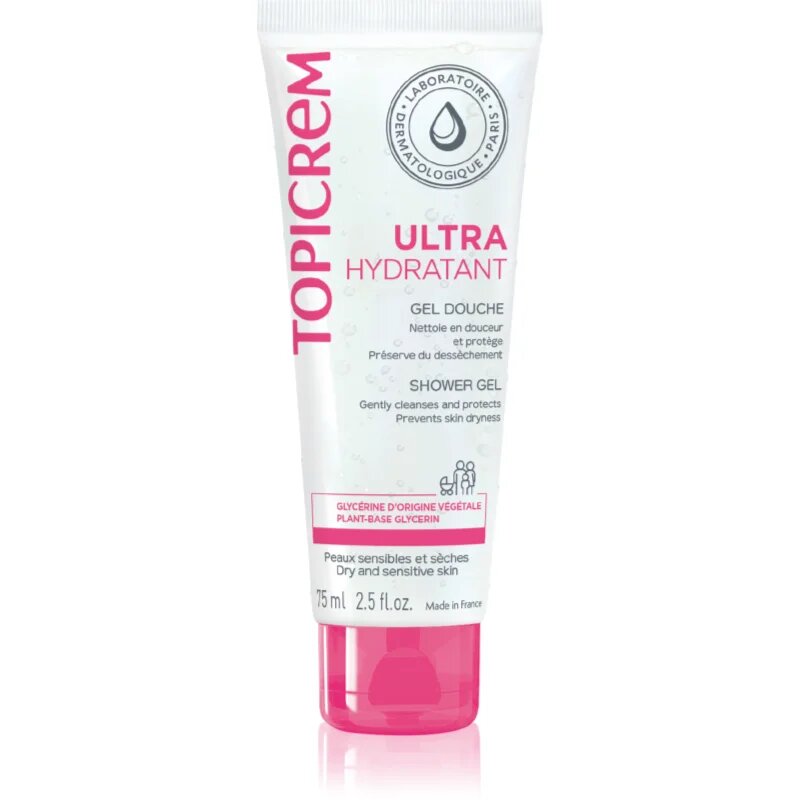 Topicrem UH BODY Gentle Cleansing Gel jemný mycí gel na obličej tělo a vlasy 75 ml