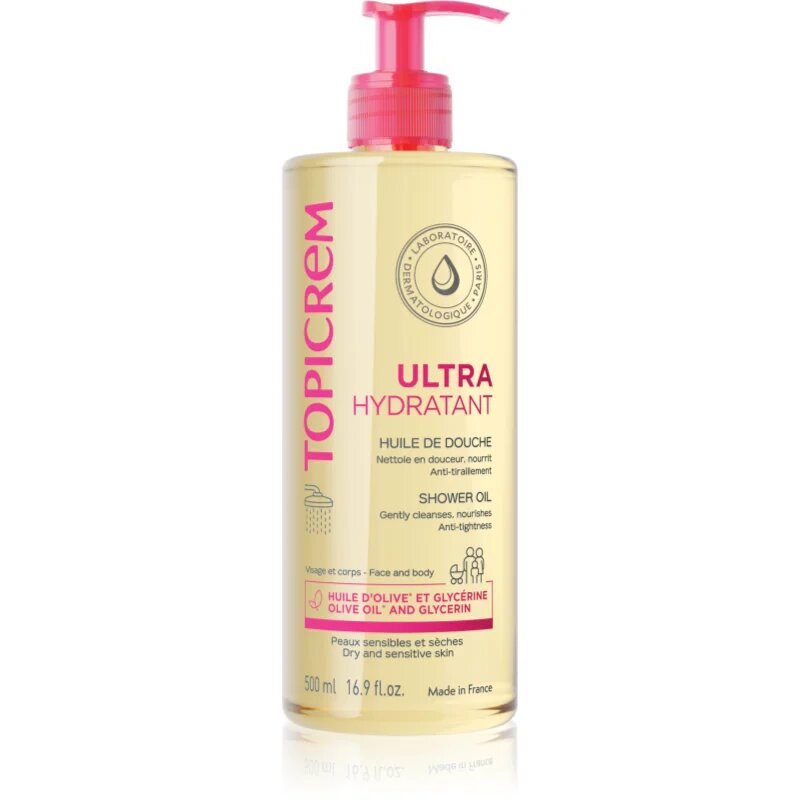 Topicrem UH BODY Shower Oil hydratační čisticí olej pro suchou a citlivou pokožku 500 ml