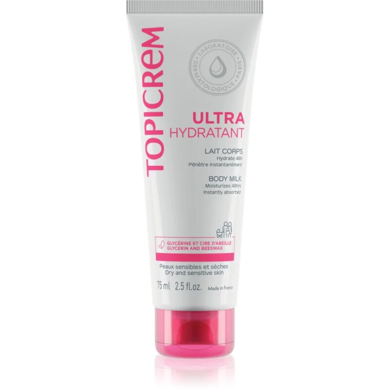 Topicrem UH BODY Ultra-Moisturizing Body Milk hloubkově hydratační tělové mléko pro suchou a citlivou pokožku 75 ml