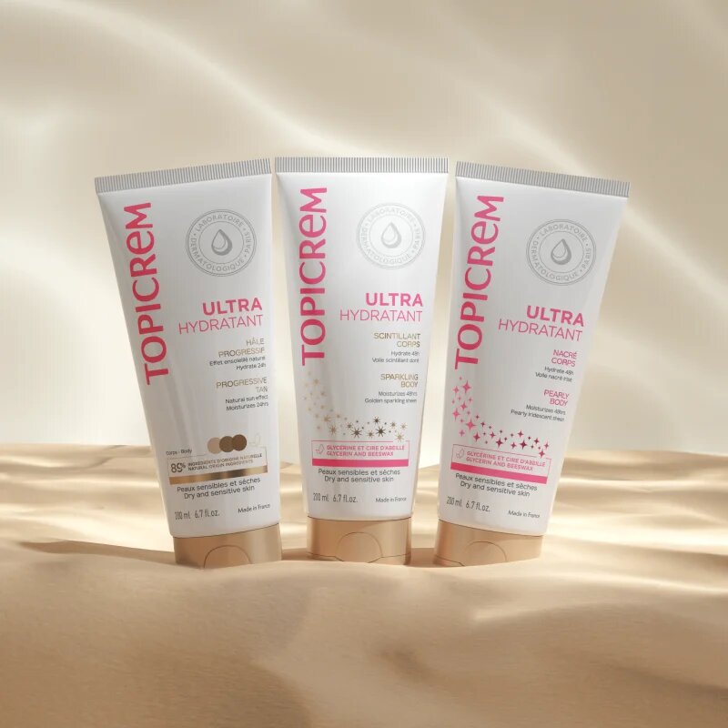 Topicrem UH BODY Ultra-Moisturizing Pearly Body tělové mléko na citlivou pokožku s perleťovým leskem 200 ml