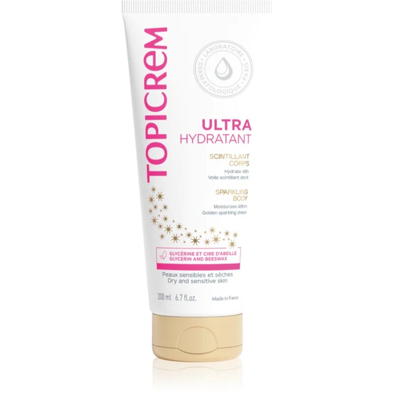 Topicrem UH BODY Ultra-Moisturizing Sparkling Body intenzivně hydratační tělové mléko se třpytkami 200 ml
