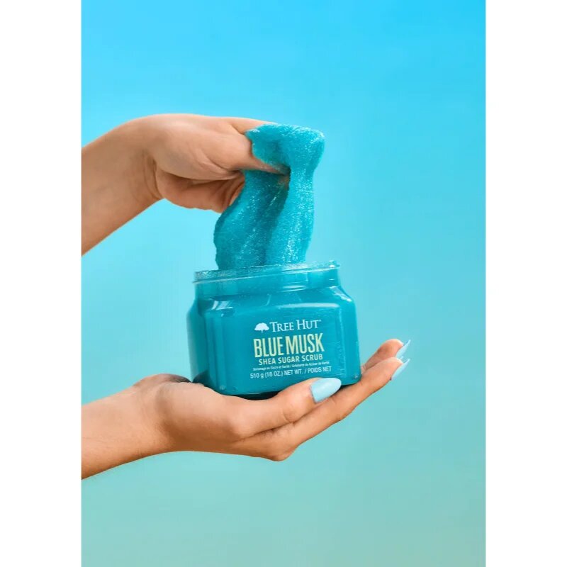Tree Hut Shea Sugar Scrub Blue Musk cukrový tělový peeling 510 g